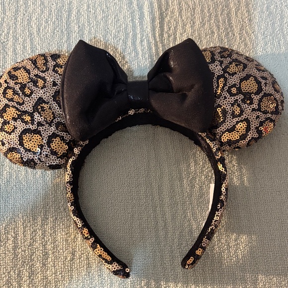 Disney Accessories - Disney Gold and Black Animal Print Sequin Ears Headband